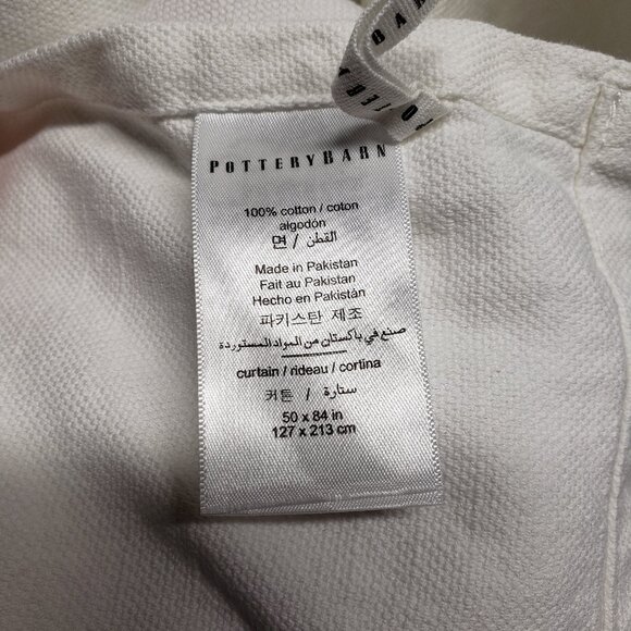 Pair of Pottery Barn White Cotton Woven Canvas Curtains 49.5"x77" Classic - Picture 2 of 5